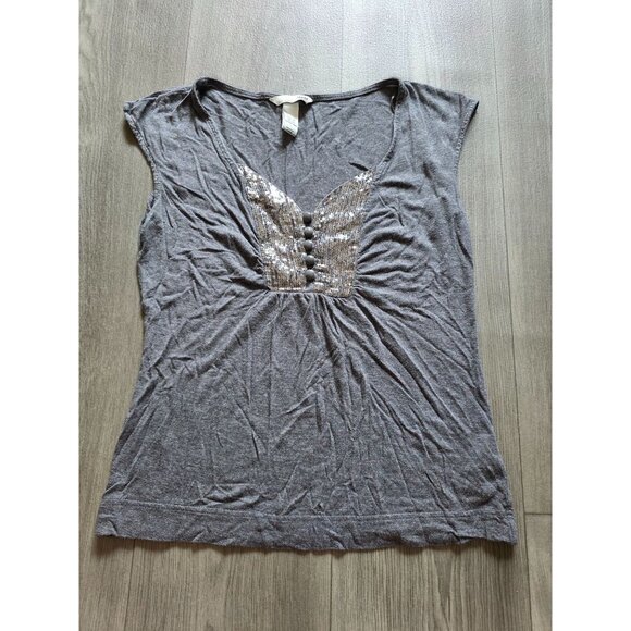 H&M Gray Sequined Cap Sleeve Top - Picture 4 of 9